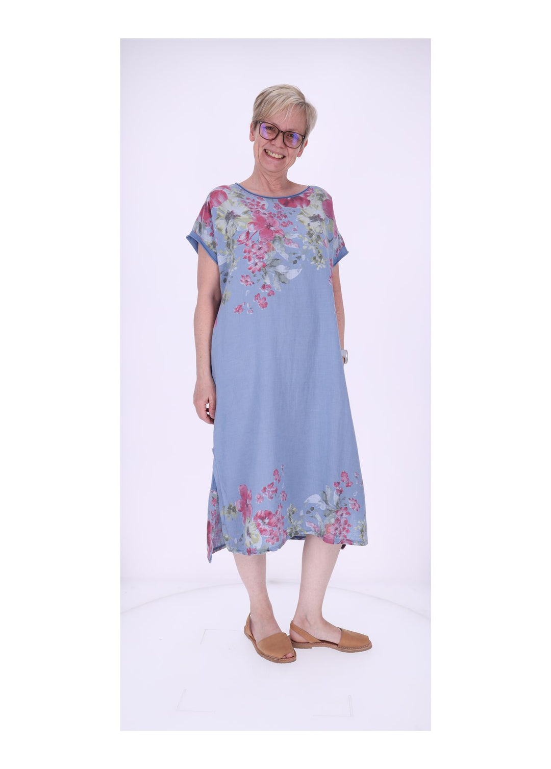 Kleid Damen Jersey AOP Blumen