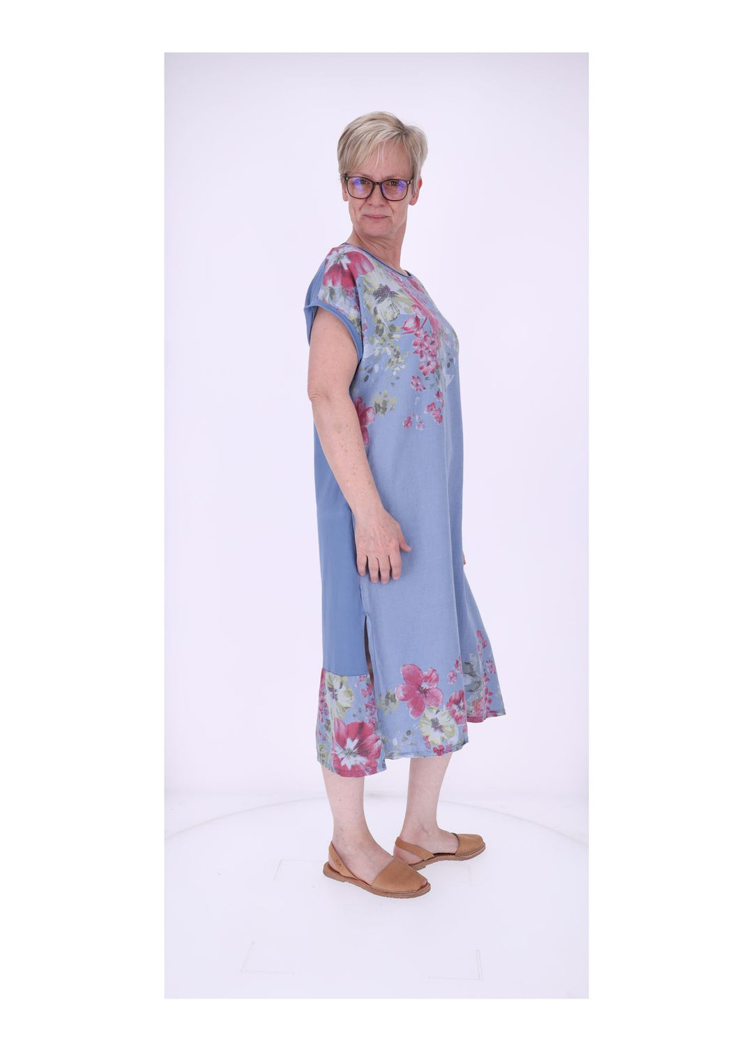 Kleid Damen Jersey AOP Blumen