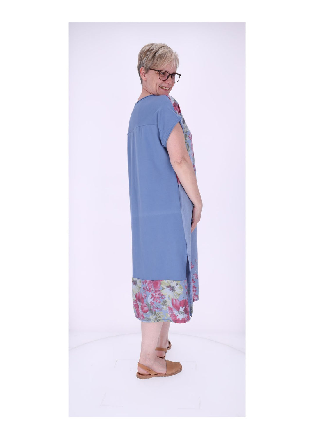 Kleid Damen Jersey AOP Blumen