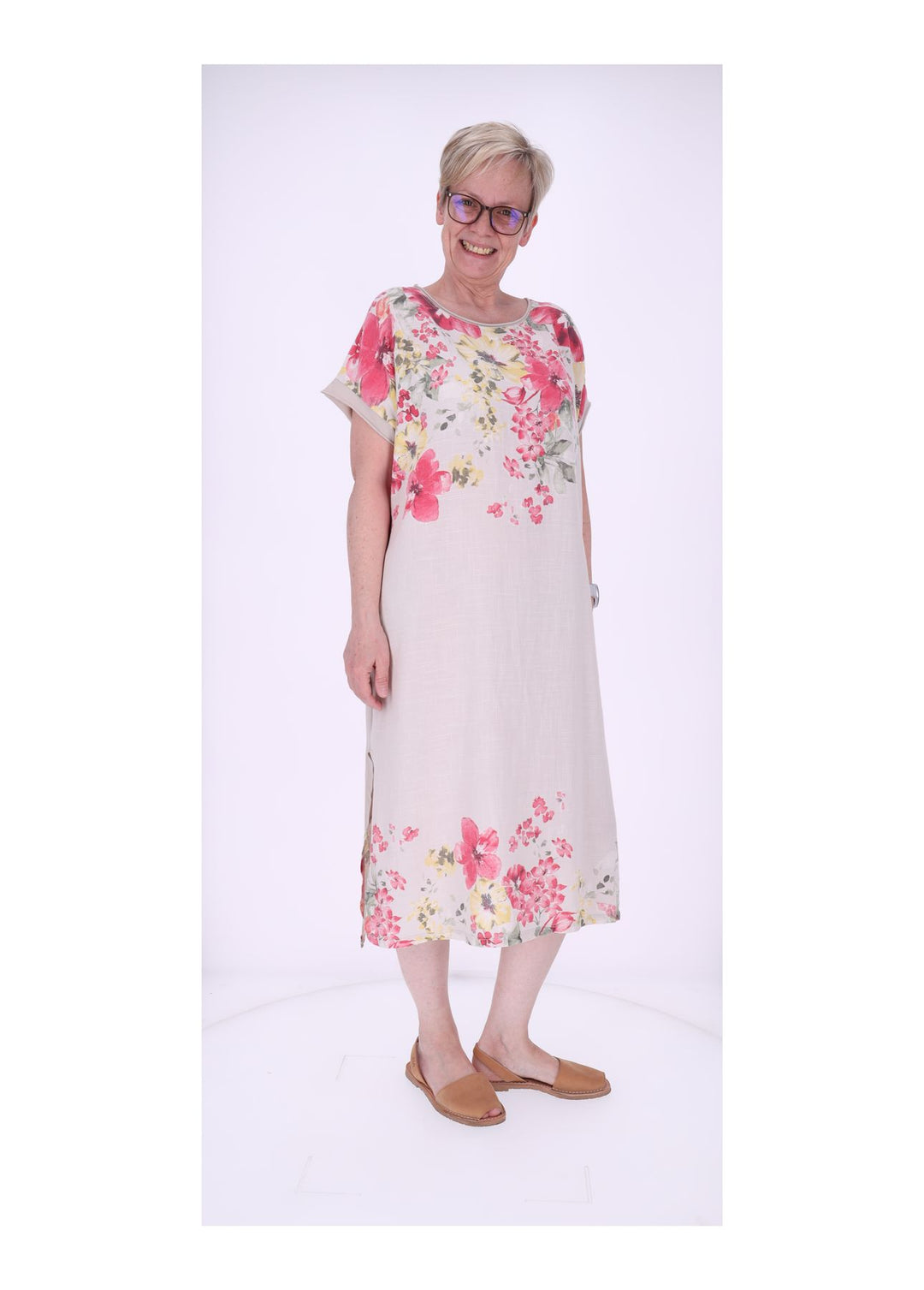 Kleid Damen Jersey AOP Blumen