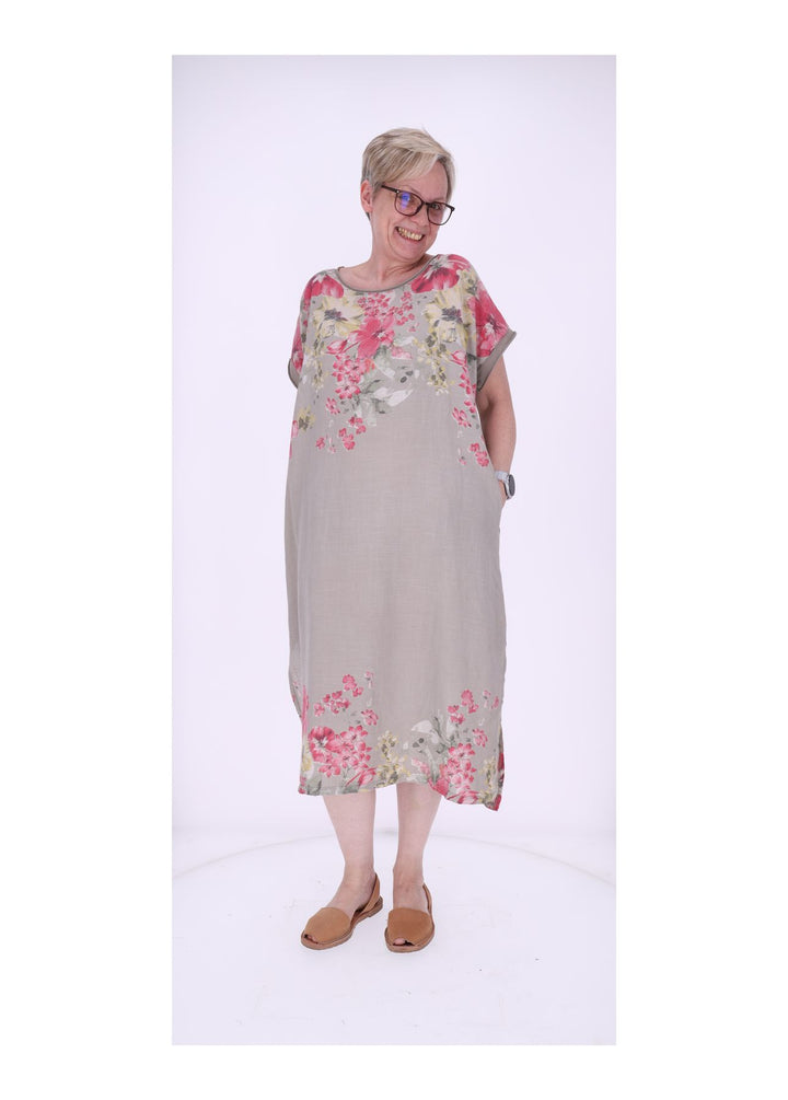 Kleid Damen Jersey AOP Blumen
