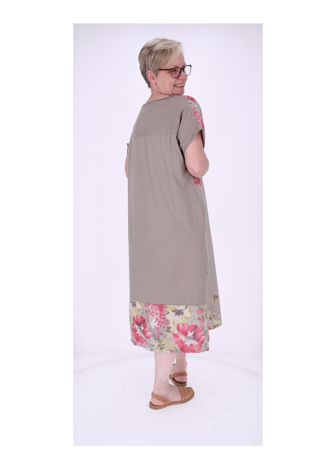 Kleid Damen Jersey AOP Blumen