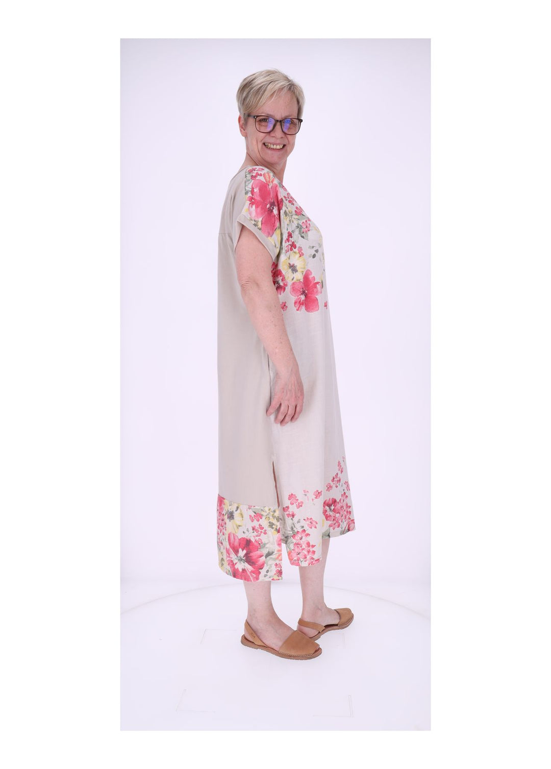 Kleid Damen Jersey AOP Blumen
