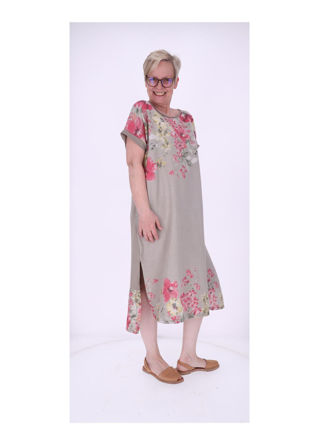 Kleid Damen Jersey AOP Blumen