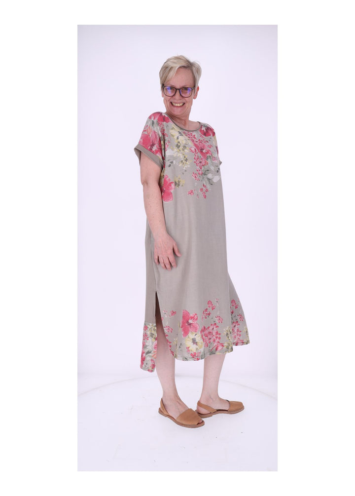 Kleid Damen Jersey AOP Blumen