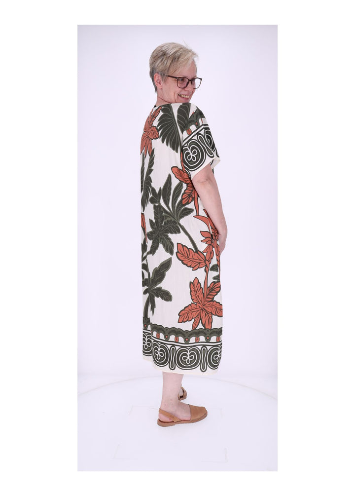 Kleid Damen Kurzarm Palmwedel