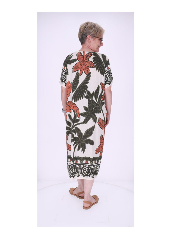 Kleid Damen Kurzarm Palmwedel