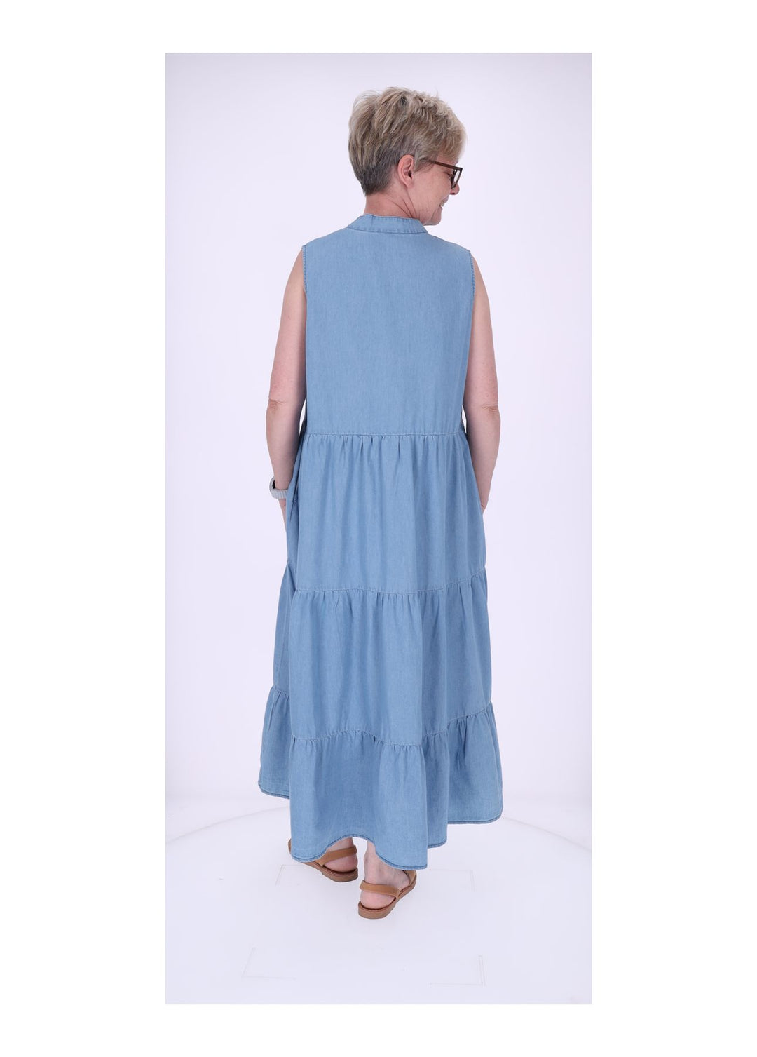 Kleid Damen Jeans Stufen Stickerei