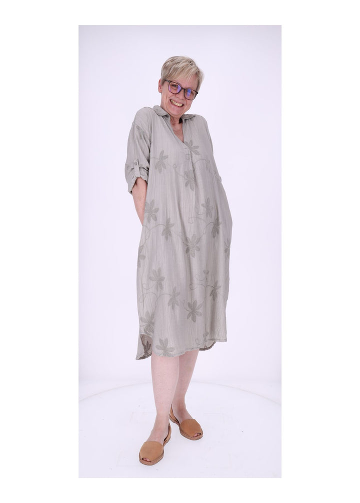 Kleid Damen Polokragen Taschen