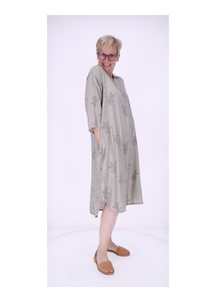 Kleid Damen Polokragen Taschen
