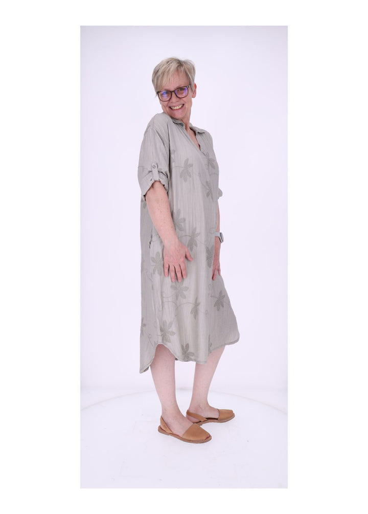 Kleid Damen Polokragen Taschen