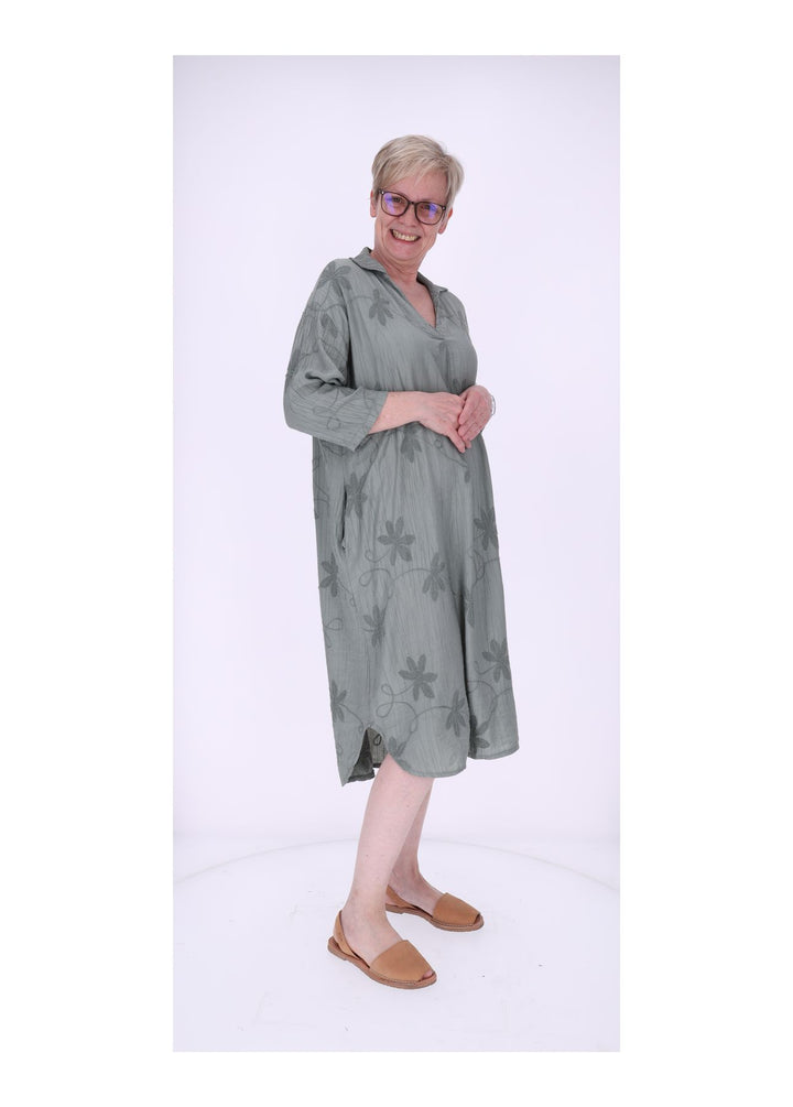 Kleid Damen Polokragen Taschen