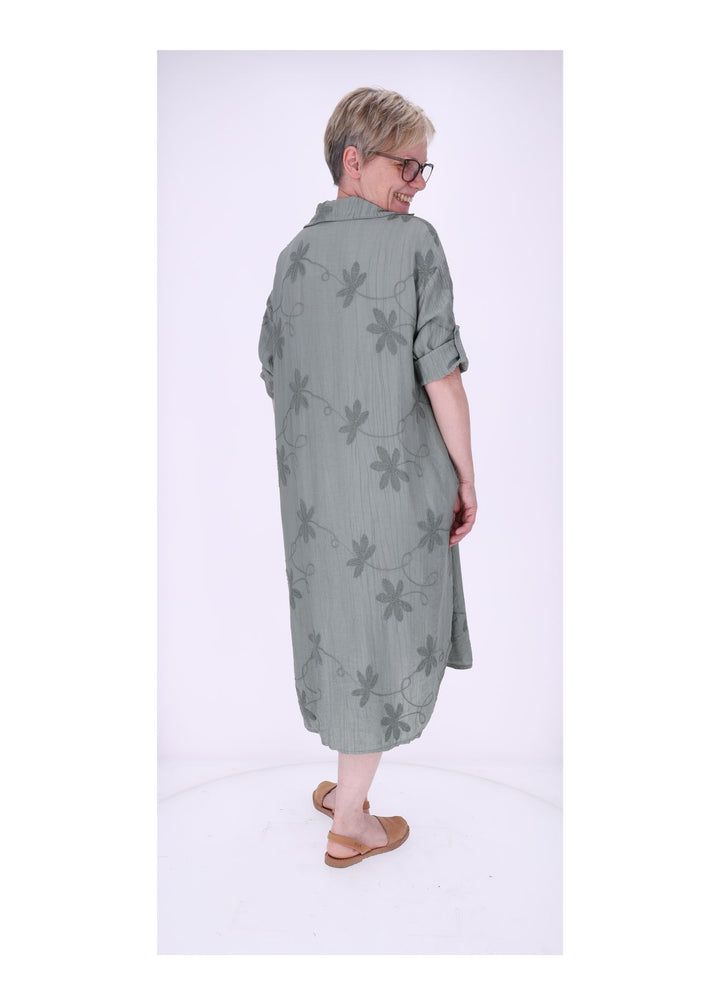 Kleid Damen Polokragen Taschen