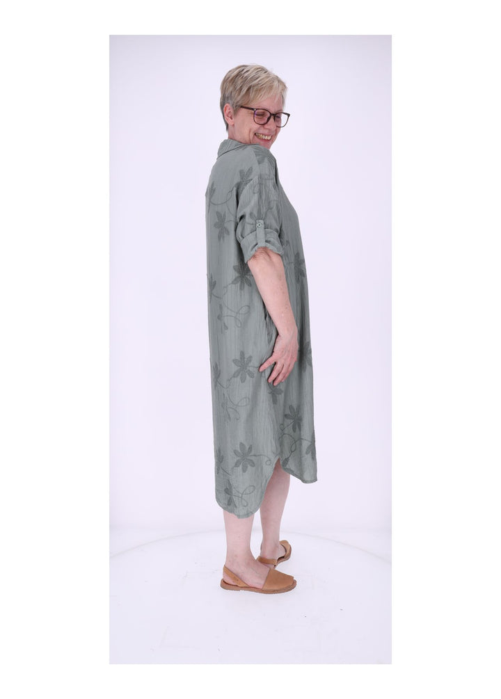Kleid Damen Polokragen Taschen