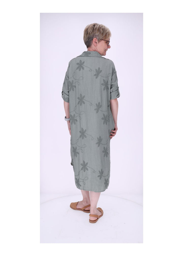 Kleid Damen Polokragen Taschen