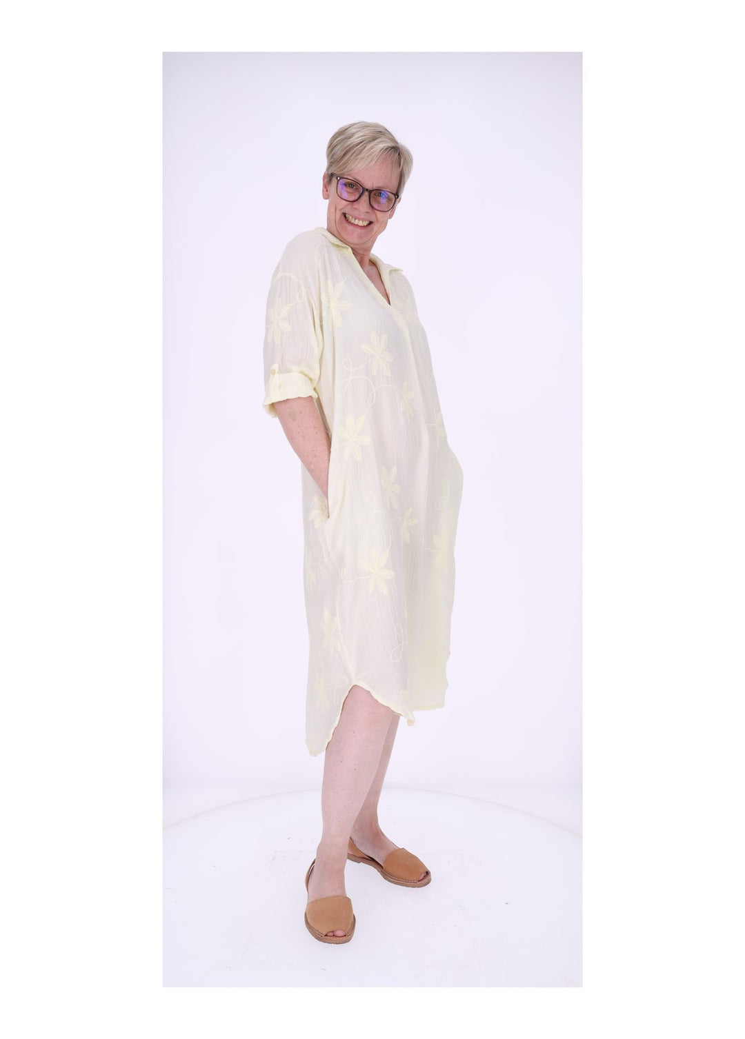 Kleid Damen Polokragen Taschen