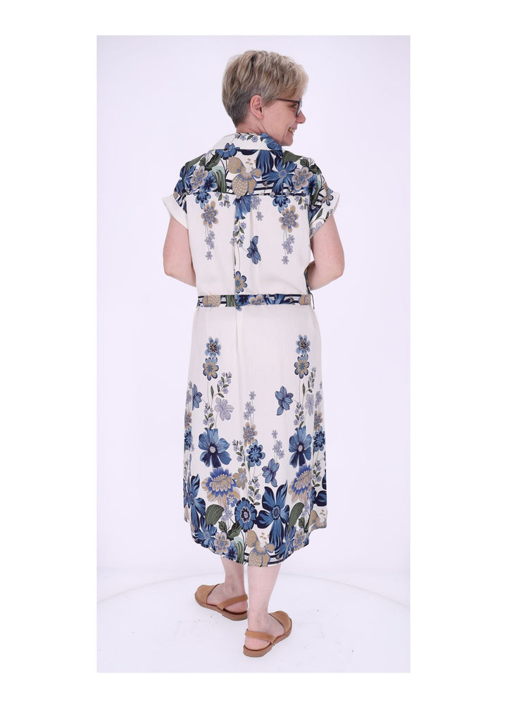 Blusenkleid Damen Gürtel AOP Blumen