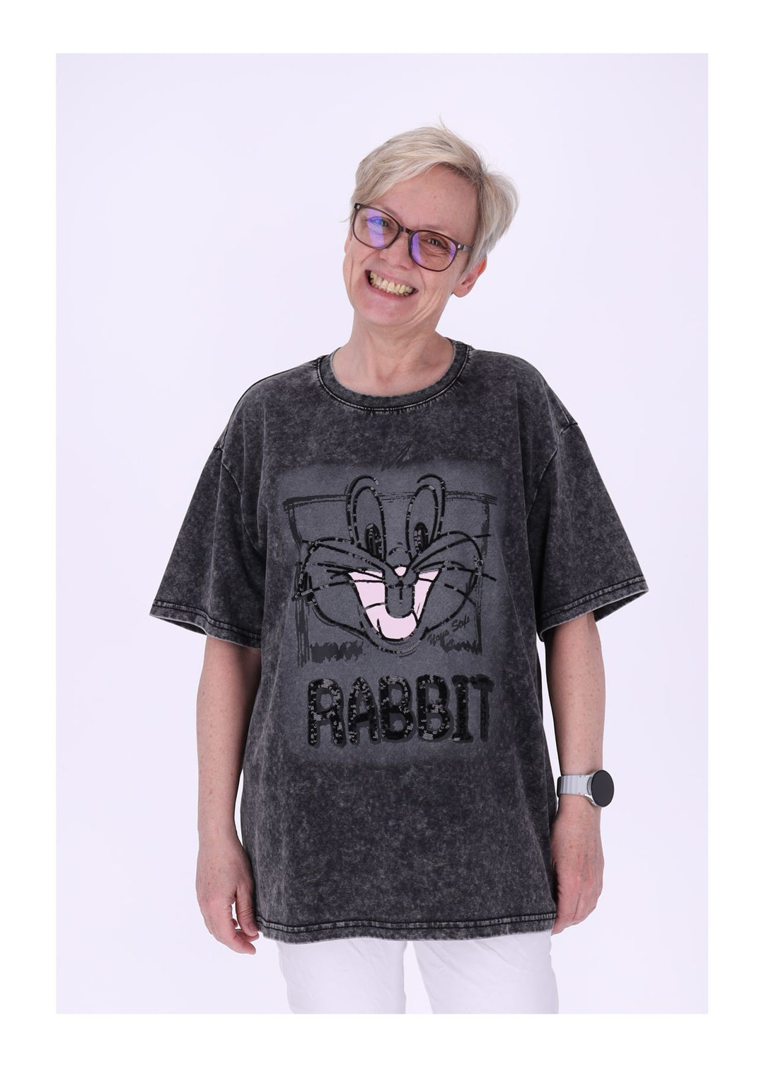 T-Shirt Damen Rabit Pailetten