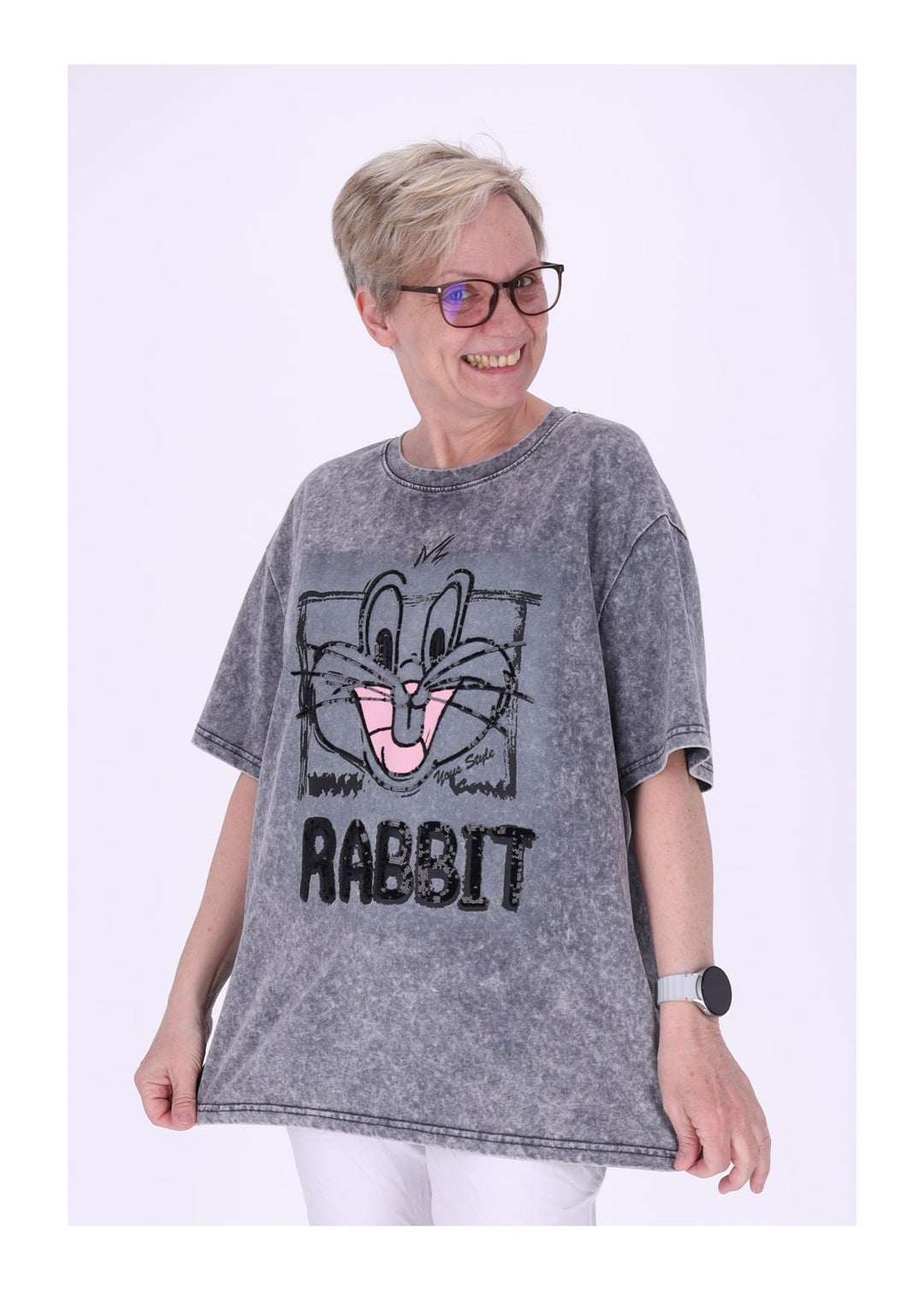 T-Shirt Damen Rabit Pailetten