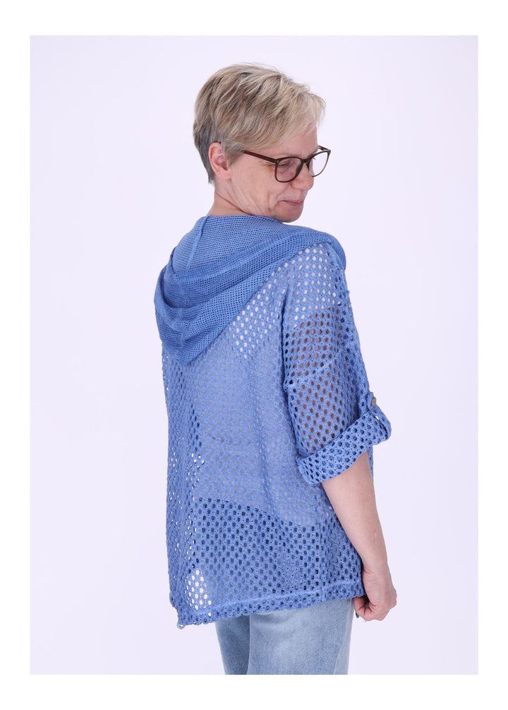 Shirtjacke Lochmuster Kapuze Patches