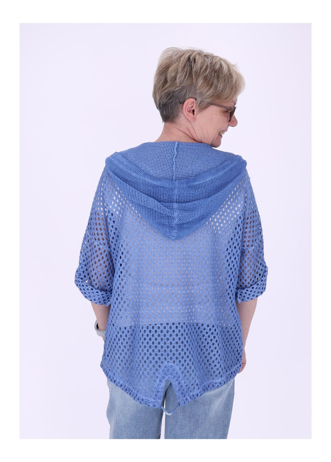 Shirtjacke Lochmuster Kapuze Patches