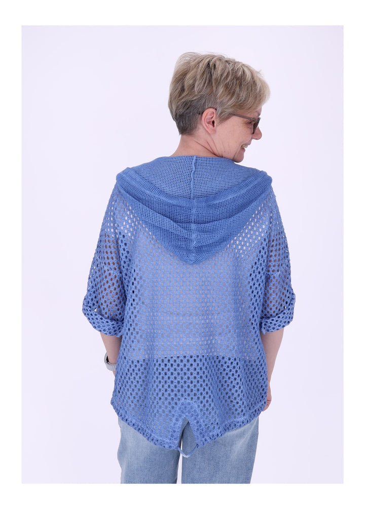 Shirtjacke Lochmuster Kapuze Patches