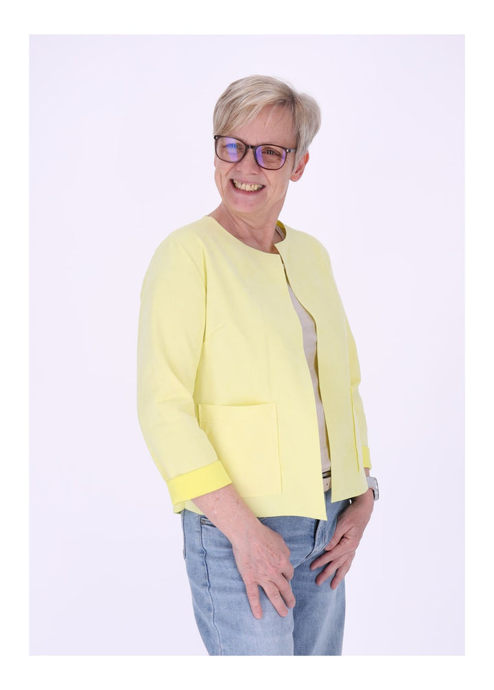 Kurzjacke ohne Kragen Damen offen Veloure