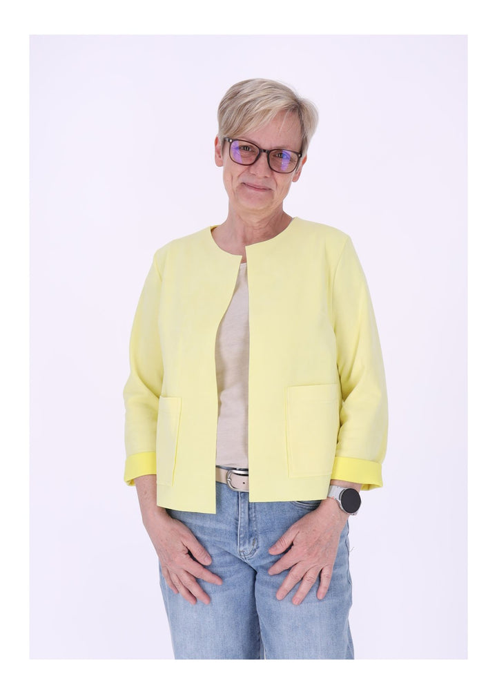 Kurzjacke ohne Kragen Damen offen Veloure