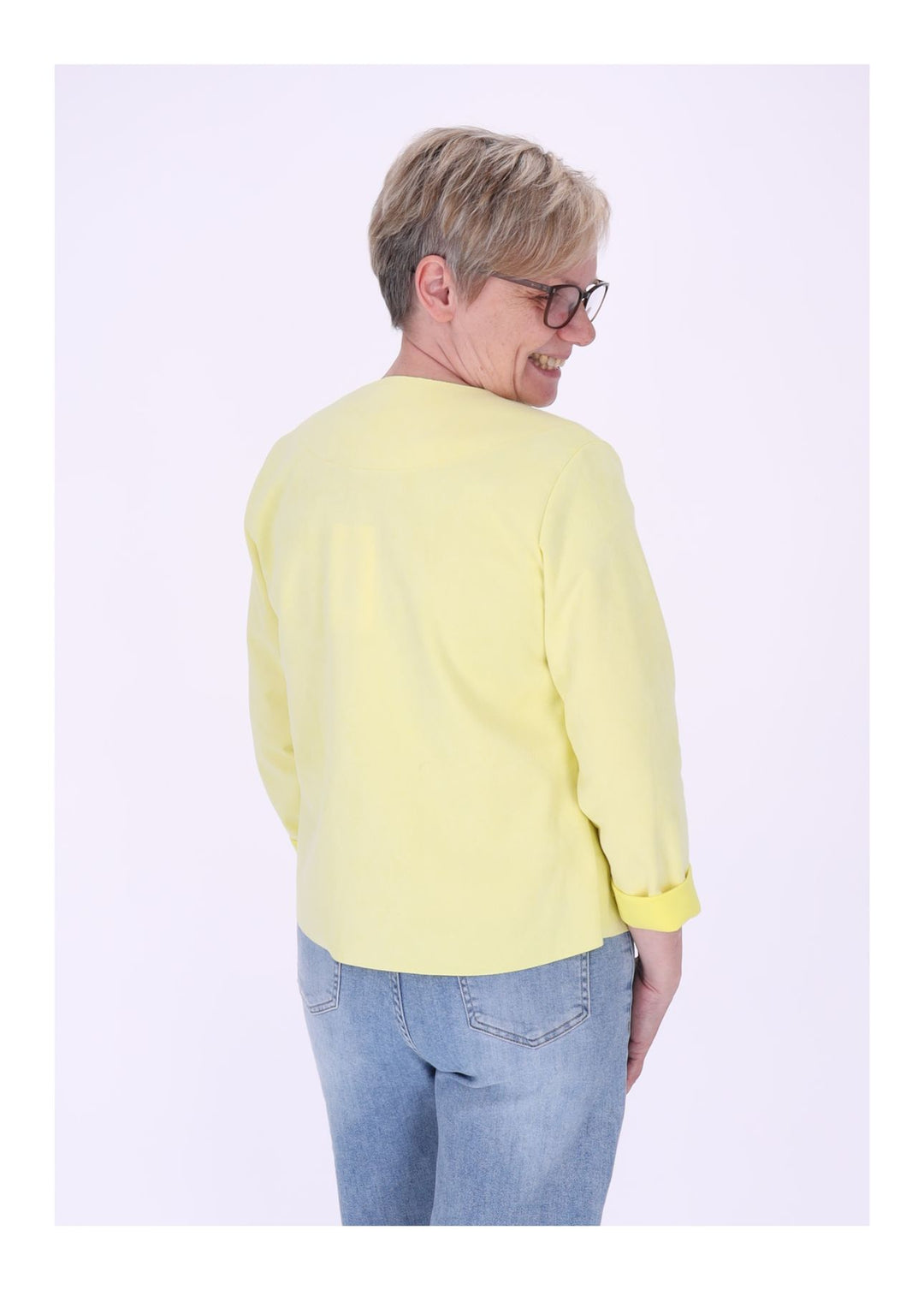 Kurzjacke ohne Kragen Damen offen Veloure