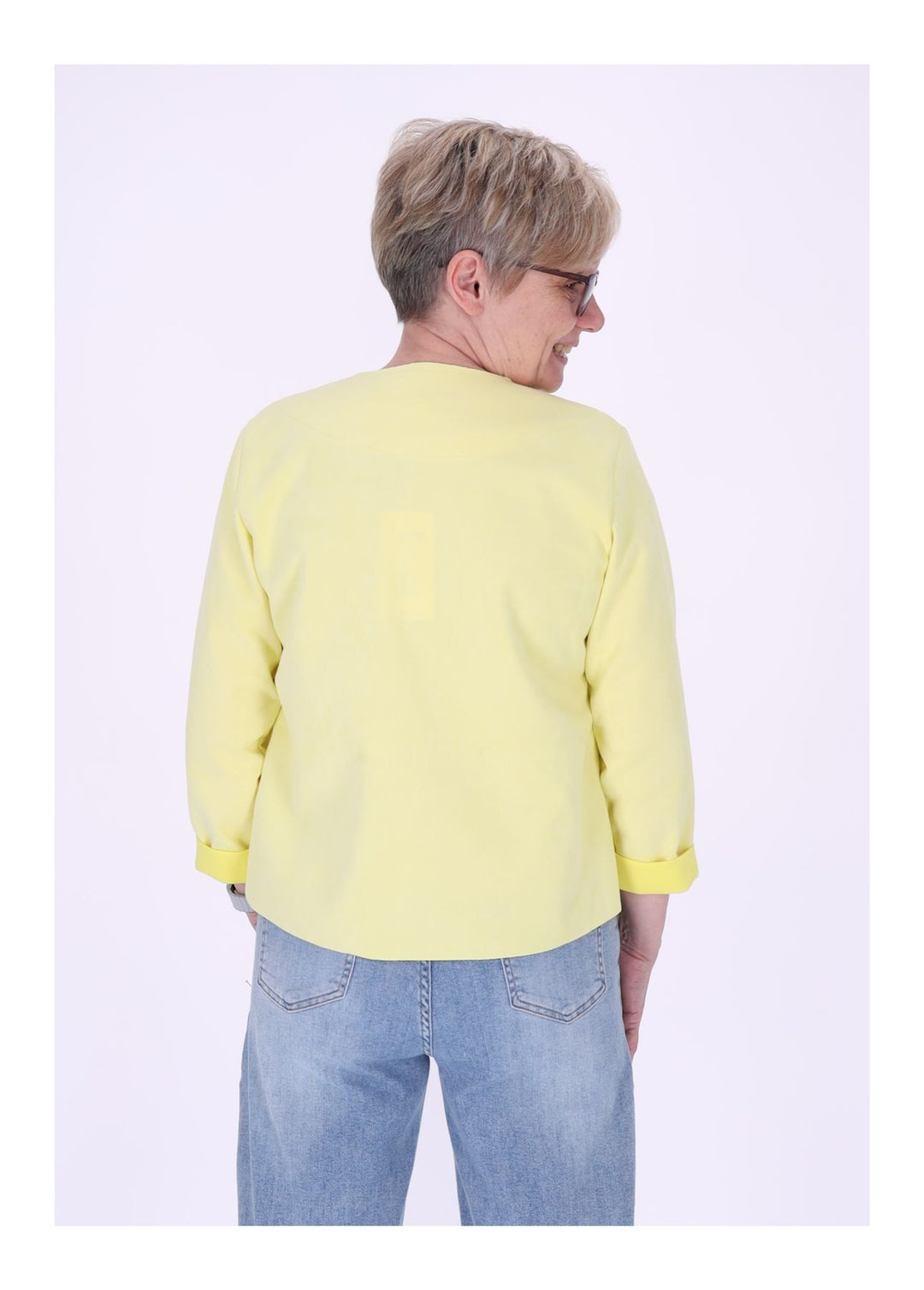 Kurzjacke ohne Kragen Damen offen Veloure