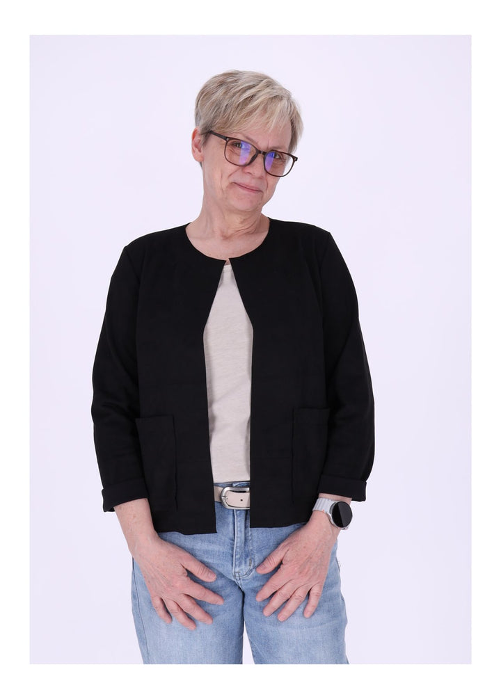 Kurzjacke ohne Kragen Damen offen Veloure