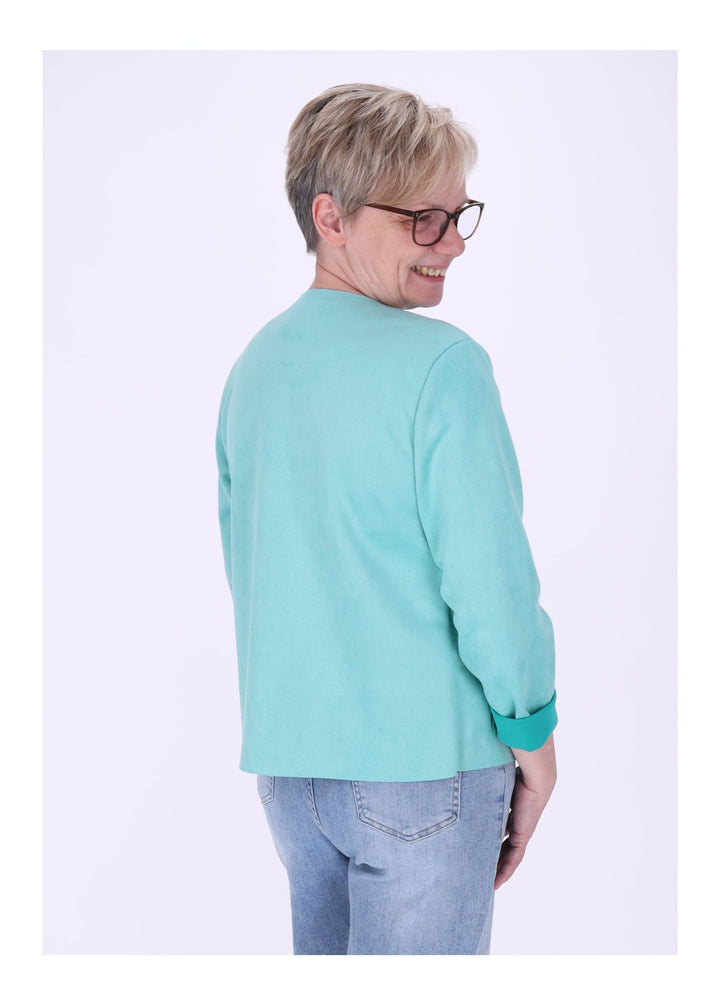 Kurzjacke ohne Kragen Damen offen Veloure