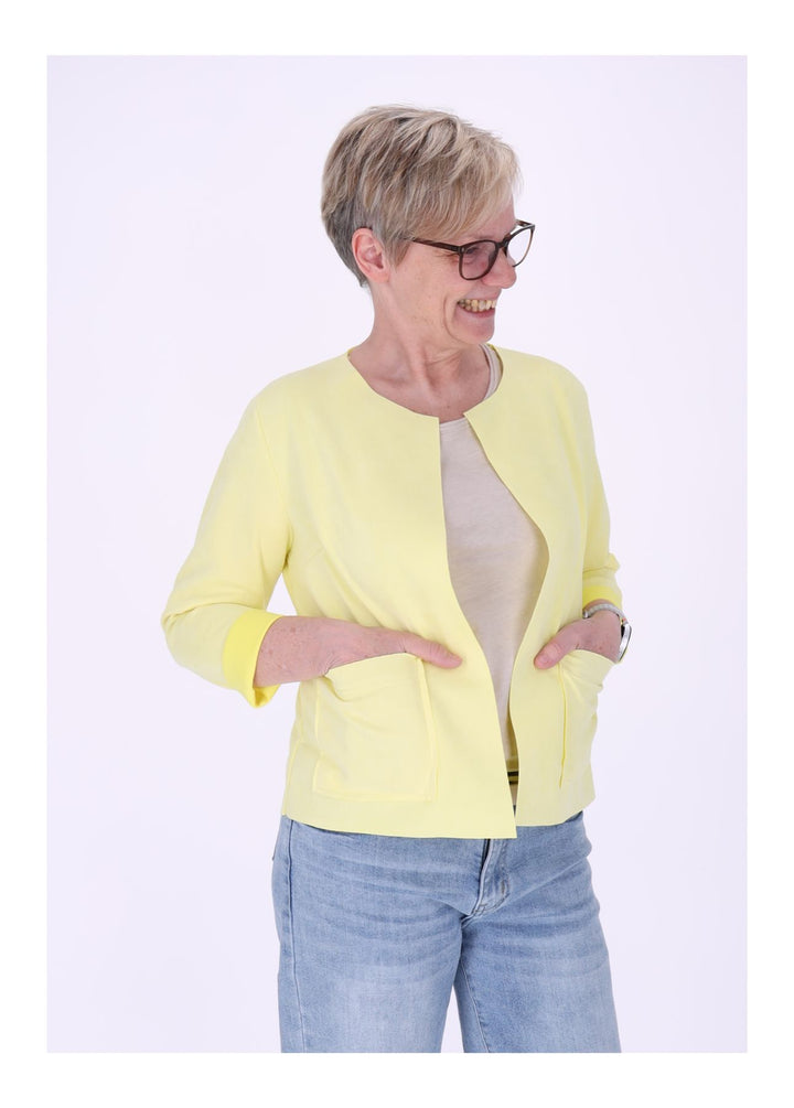 Kurzjacke ohne Kragen Damen offen Veloure