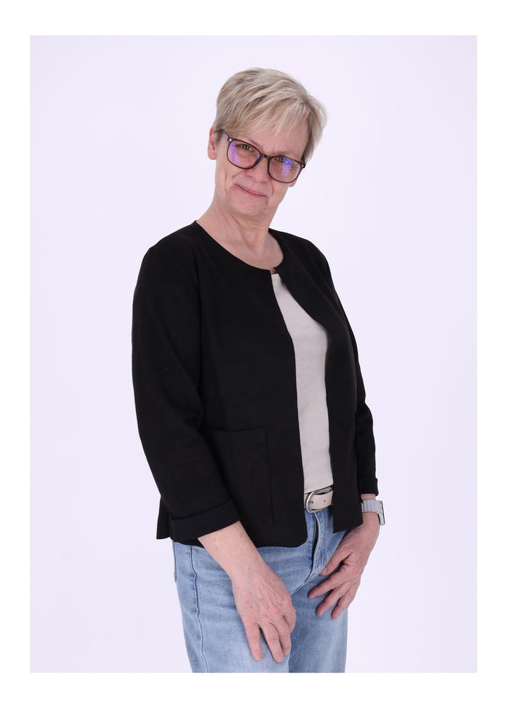 Kurzjacke ohne Kragen Damen offen Veloure