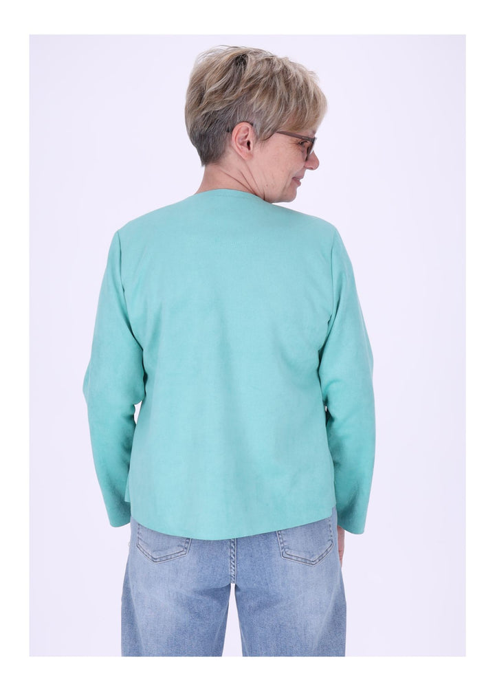 Kurzjacke ohne Kragen Damen offen Veloure