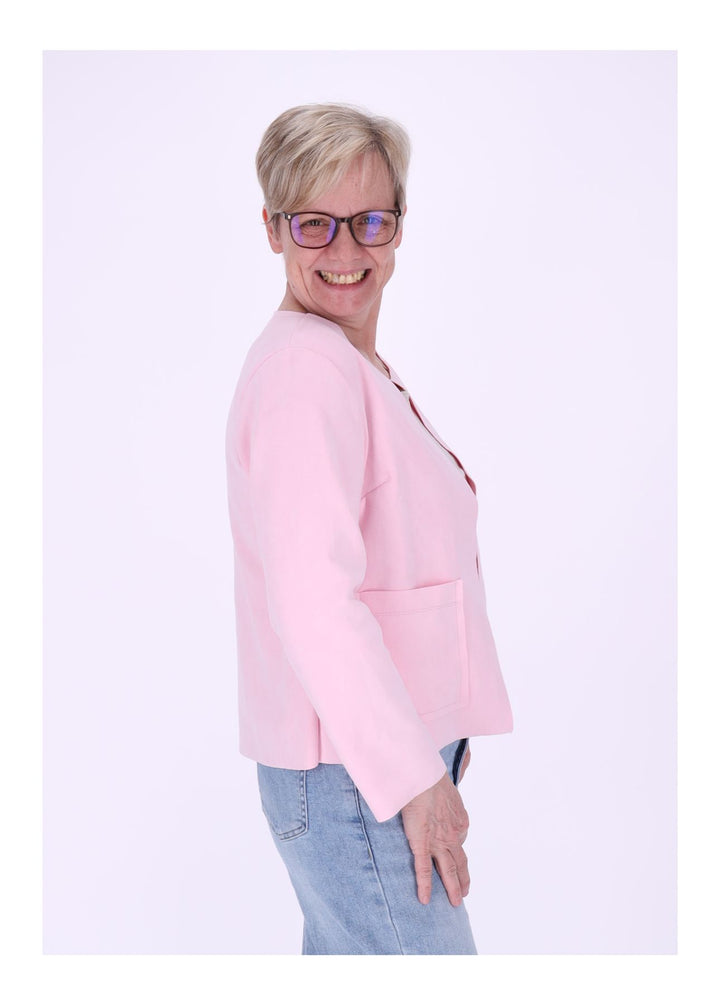 Kurzjacke ohne Kragen Damen offen Veloure