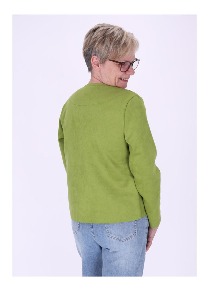 Kurzjacke ohne Kragen Damen offen Veloure