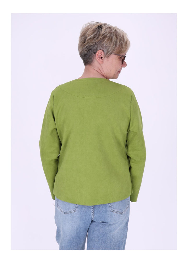 Kurzjacke ohne Kragen Damen offen Veloure