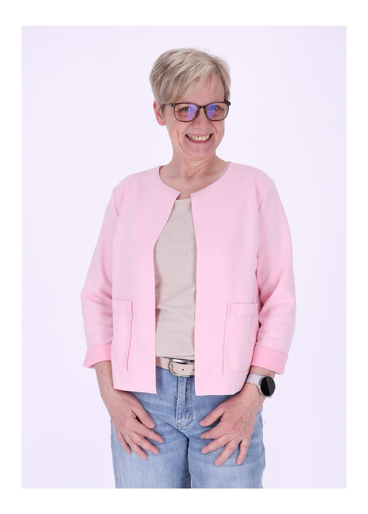 Kurzjacke ohne Kragen Damen offen Veloure