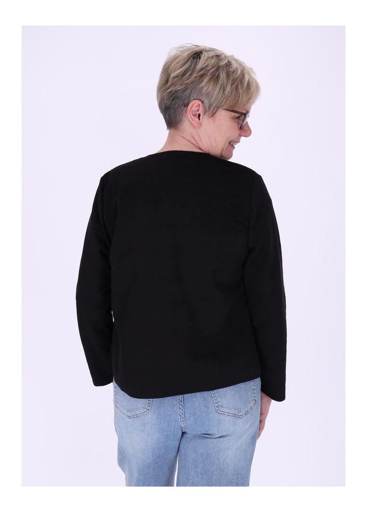 Kurzjacke ohne Kragen Damen offen Veloure