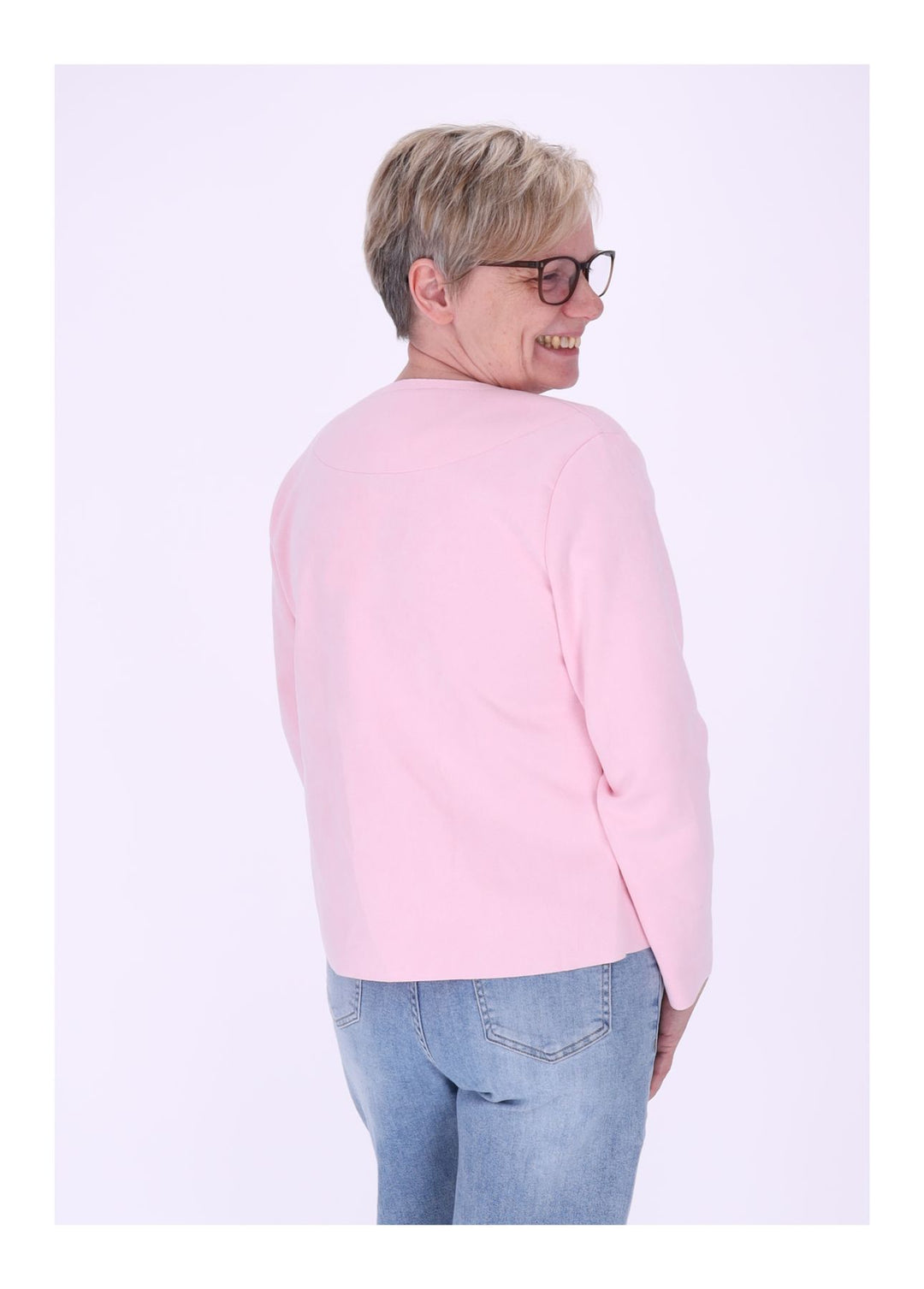 Kurzjacke ohne Kragen Damen offen Veloure