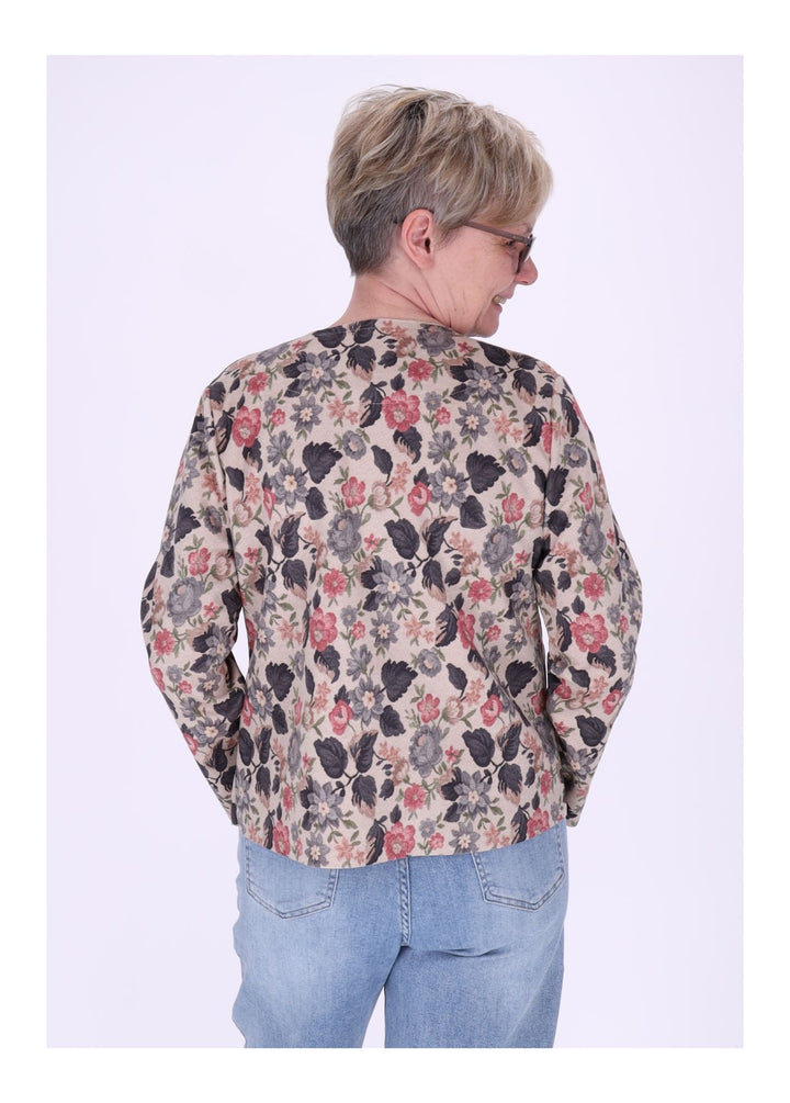 Kurzjacke AOP Blumen Damen offen Veloure