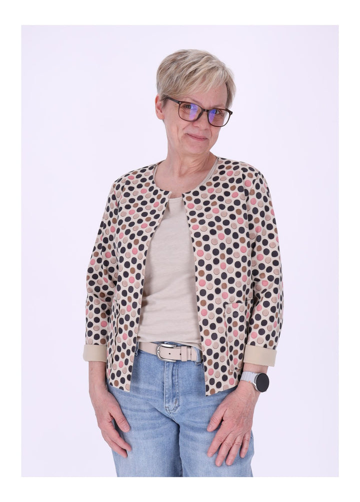 Kurzjacke AOP Punkte Damen offen Veloure