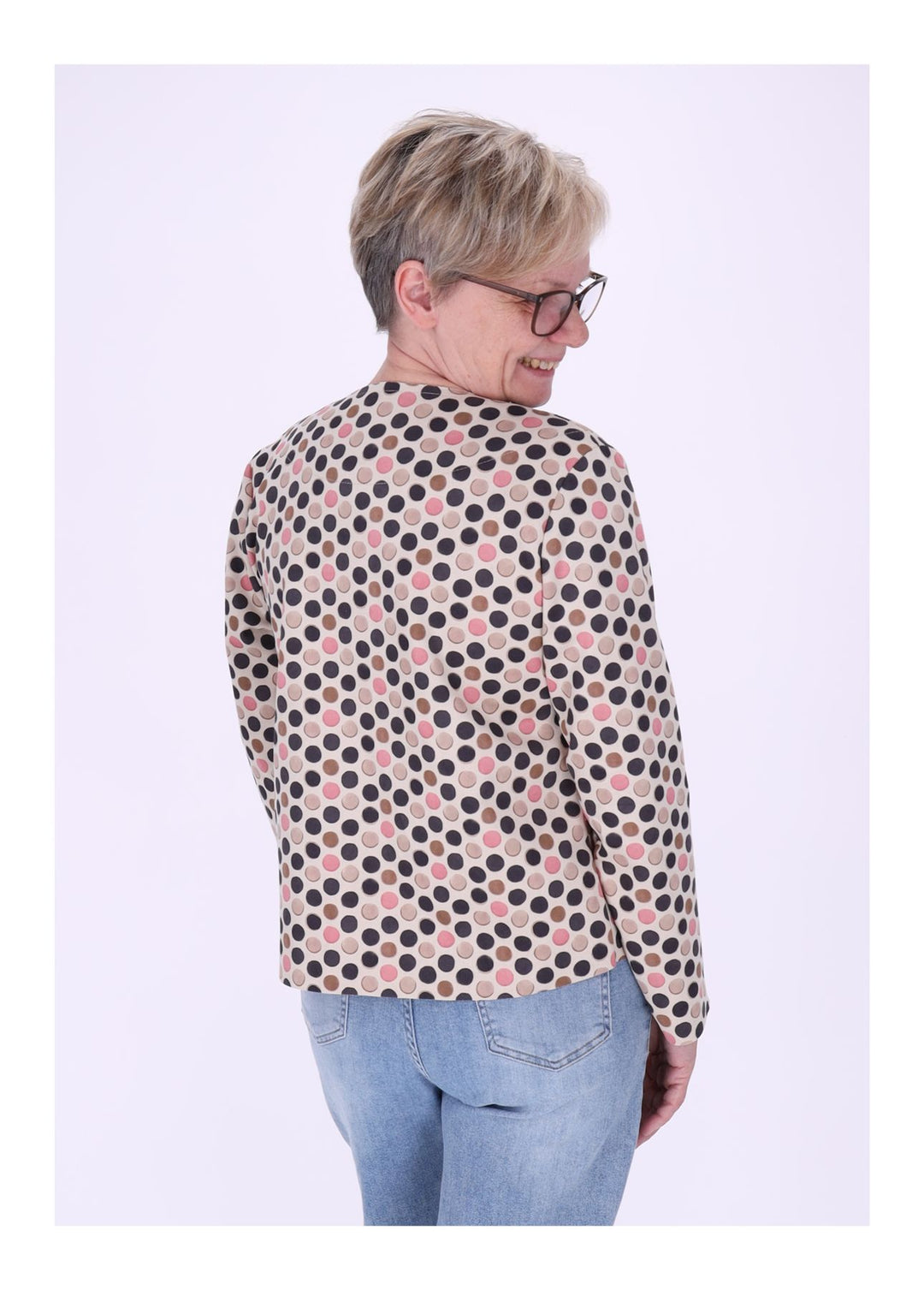 Kurzjacke AOP Punkte Damen offen Veloure