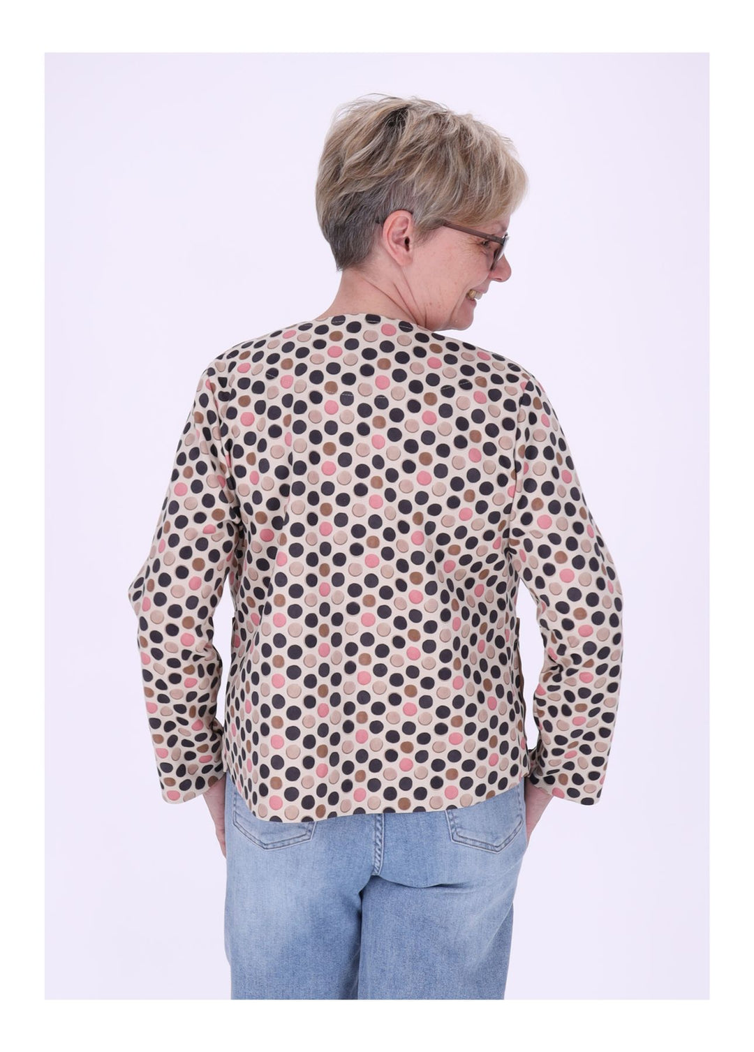 Kurzjacke AOP Punkte Damen offen Veloure