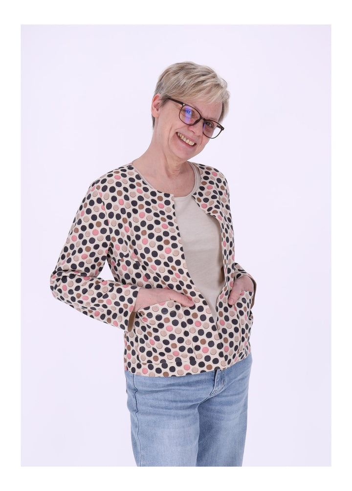 Kurzjacke AOP Punkte Damen offen Veloure
