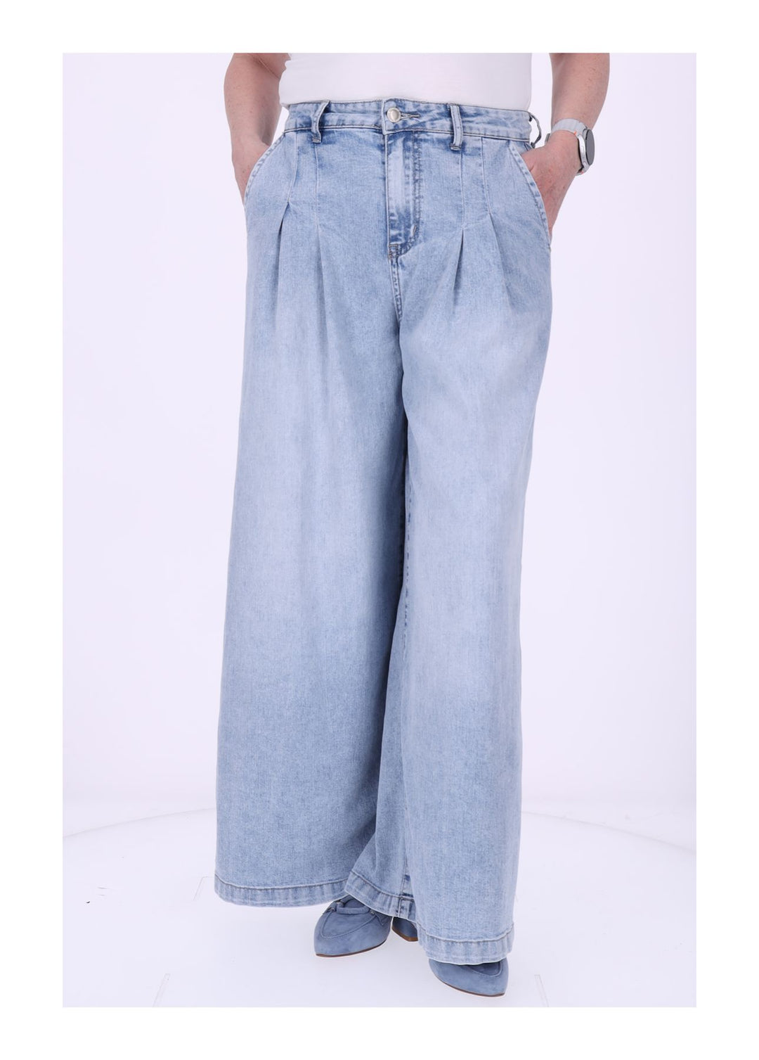 Jeans Damen leichte Qualität Culotte Bundfalten