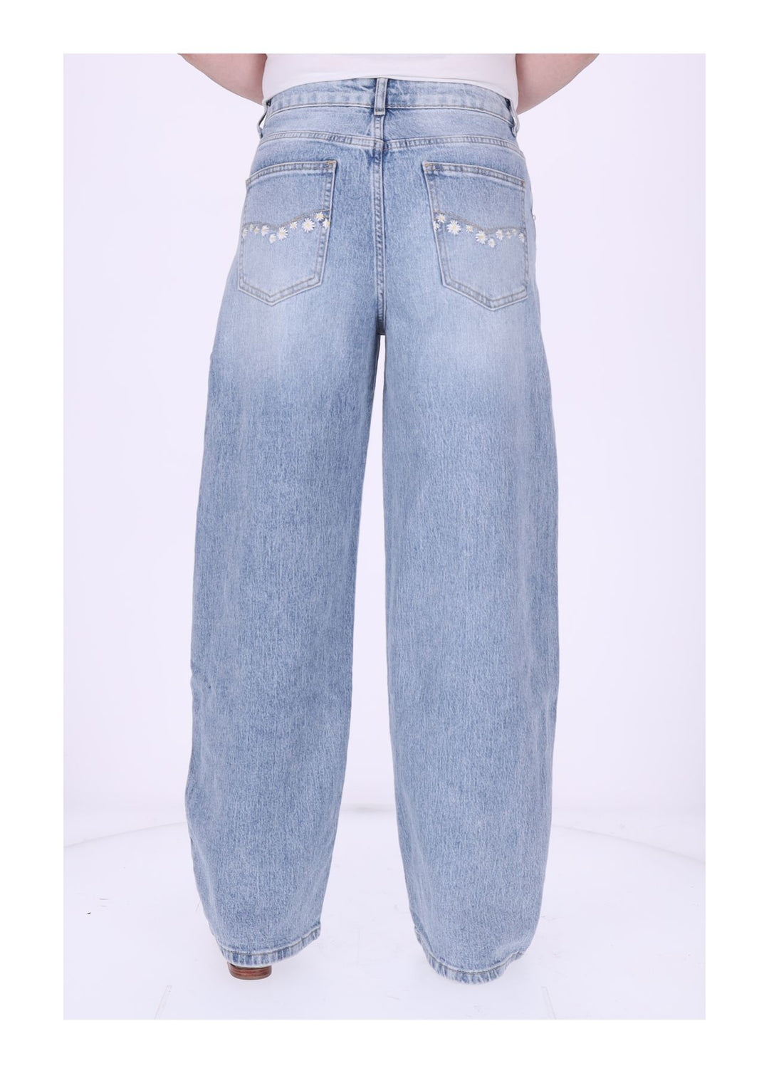 Jeans Damen Blüten Stickerei Perlen