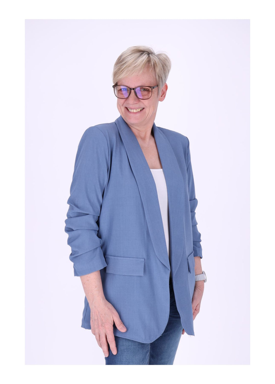 Blazer Damen 4/4 Arm Raffung