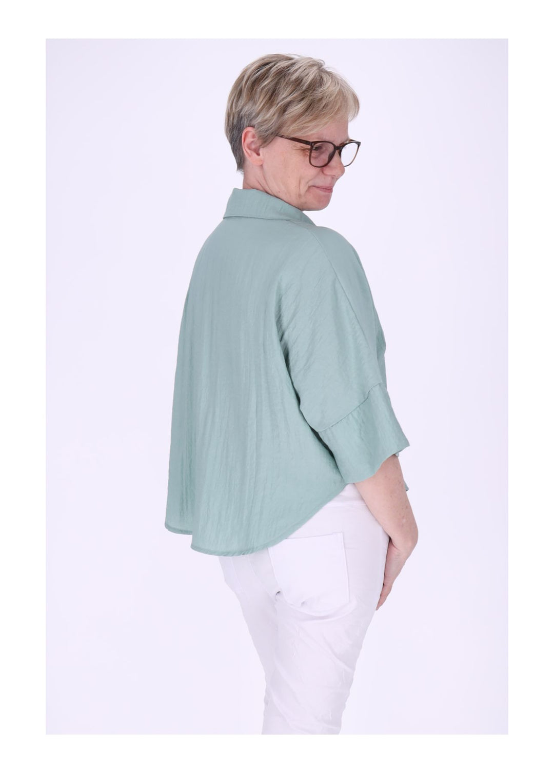 Bluse Damen 1/2 Arm Häkelblume